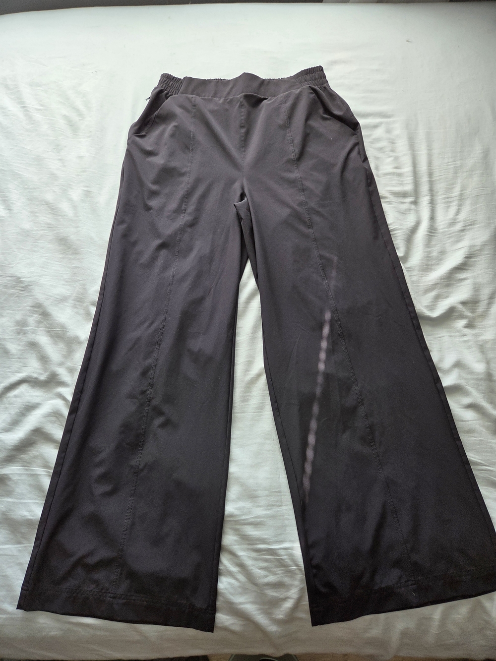 Fabletics Black High-Waisted Wide Leg Lounge Trousers Size L Tall